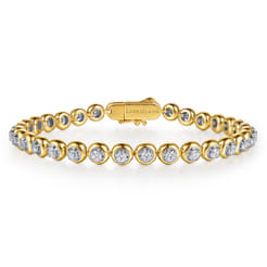 14K White Yellow Gold Diamond Tennis Bracelet