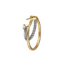 14K White  Yellow Gold Diamond Three Row J Hoop Stud Earrings - 0.5 ct