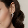 14K White  Yellow Gold Diamond Three Row J Hoop Stud Earrings - 0.5 ct