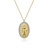 14K White-Yellow Gold Diamond Virgin Mary Pendant Necklace - 0.21 ct