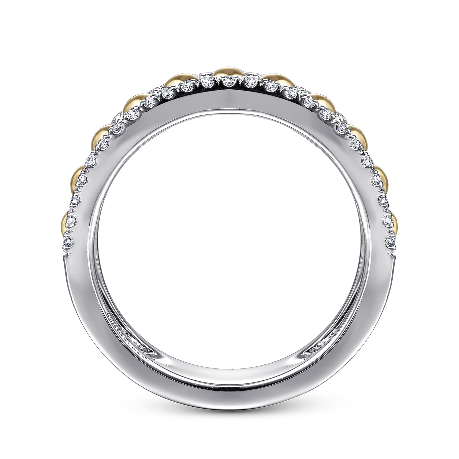 14K White  Yellow Gold Diamond Wide Band Ring-Bujukan - 0.4 ct - Shot 2