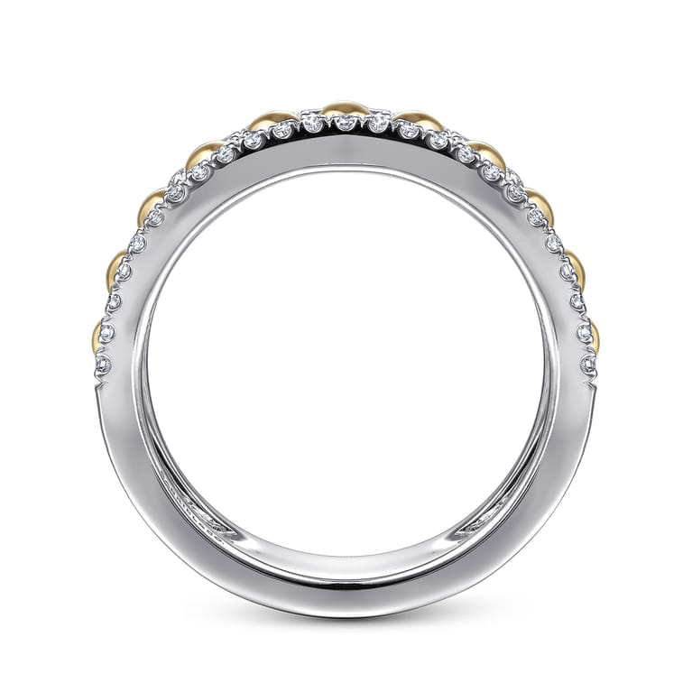 14K White  Yellow Gold Diamond Wide Band Ring-Bujukan - 0.4 ct - Shot 2