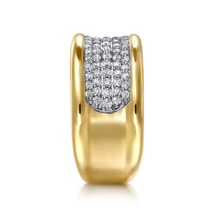 14K White Yellow Gold Diamond Wide Band Ring