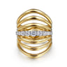14K White  Yellow Gold Diamond Wide Band Ring - 0.75 ct