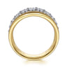 14K White  Yellow Gold Diamond Wide Band Ring - 0.75 ct