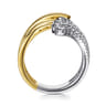 14K White  Yellow Gold Diamond Wide Bypass Fan Ring - 0.8 ct