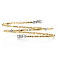 14K White-Yellow Gold Diamond Wrap Bangle