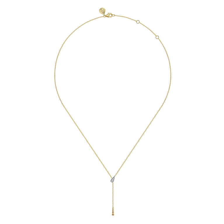 14K White  Yellow Gold Diamond Y Necklace-Bujukan - 0.02 ct - Shot 2