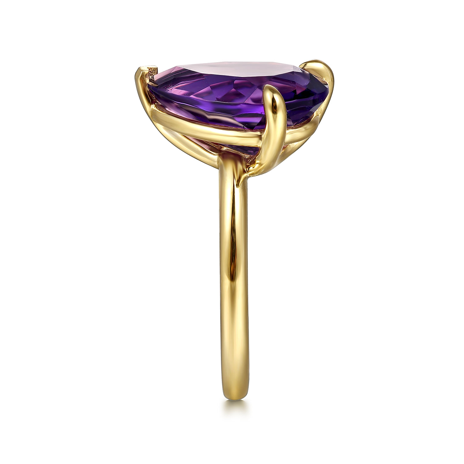 14K White  Yellow Gold Diamond and Amethyst Open Ring - 0.15 ct - Shot 4
