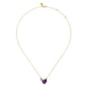 14K White  Yellow Gold Diamond and Amethyst Pendant Necklace - 0.15 ct