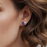 14K White  Yellow Gold Diamond and Amethyst Stud Earrings - 0.1 ct