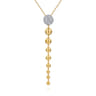 14K White  Yellow Gold Diamond and Bujukan Ball Graduating Drop Necklace - 0.8 ct