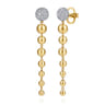14K White  Yellow Gold Diamond and Bujukan Ball Graduating Stud Drop Earrings - 1 ct