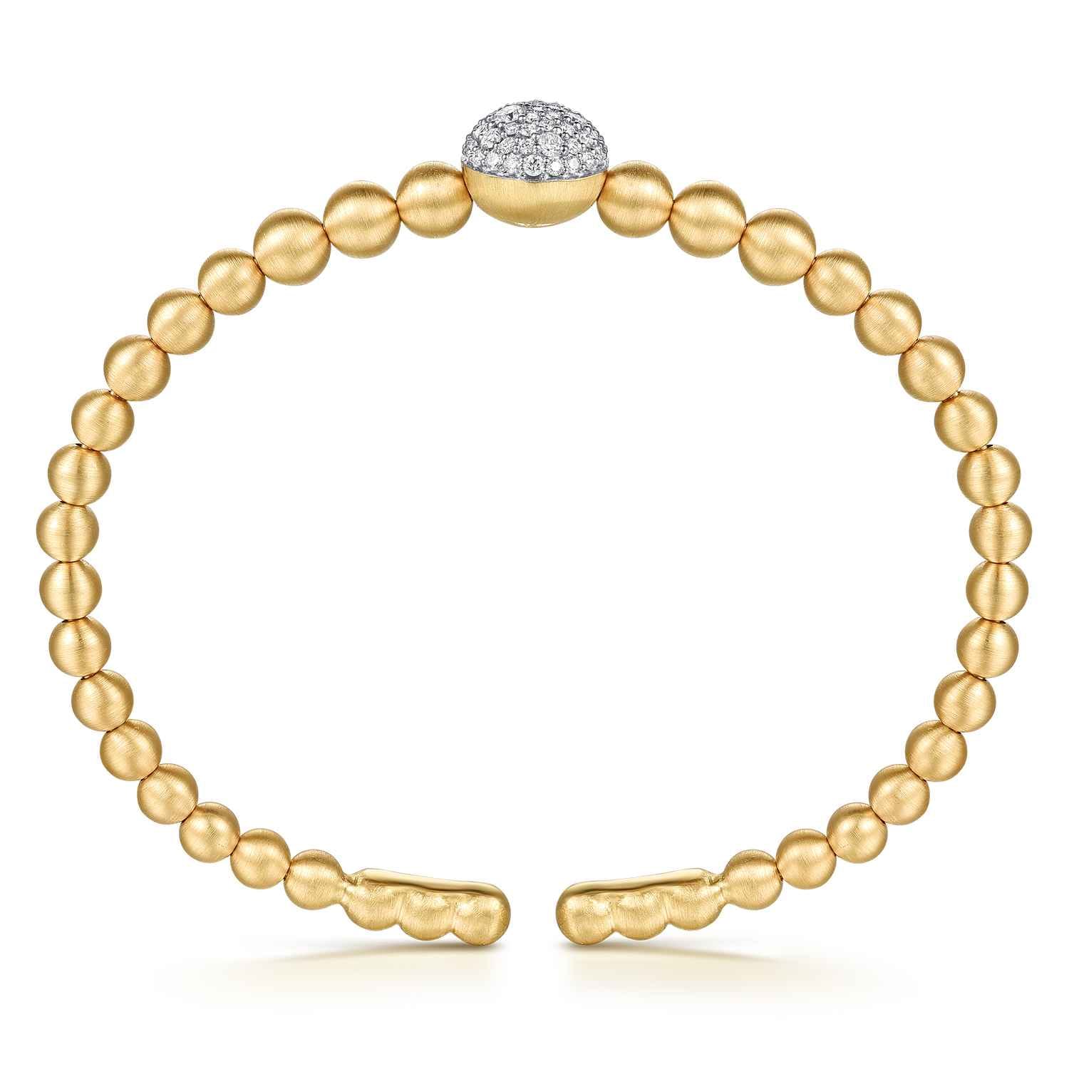 14K White Yellow Gold Diamond and Bujukan Ball Split Bangle Bracelet - 0.5 ct - Shot 3