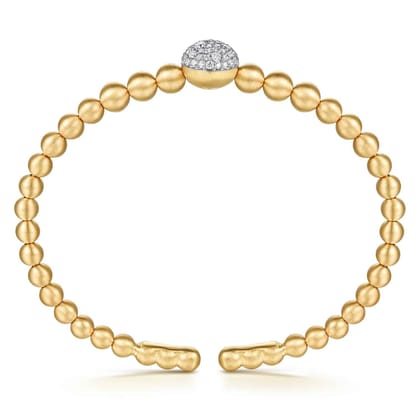 14K White Yellow Gold Diamond and Bujukan Ball Split Bangle Bracelet