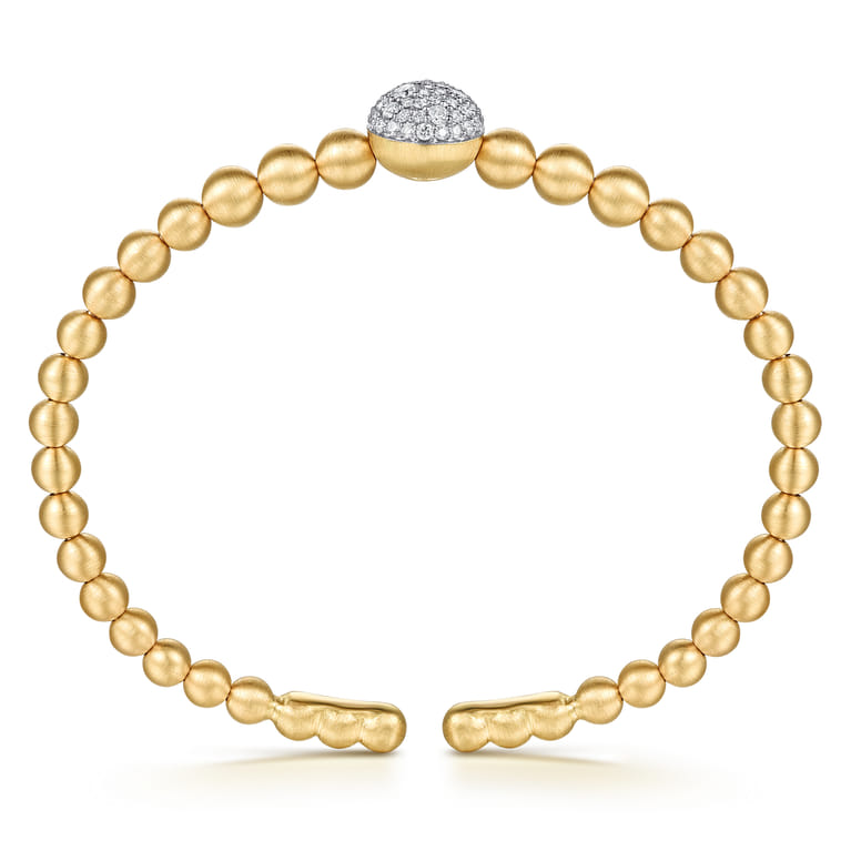 14K White  Yellow Gold Diamond and Bujukan Ball Split Bangle Bracelet - 0.5 ct - Shot 3