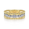 14K White-Yellow Gold Diamond and Bujukan Bead Ring - 0.4 ct