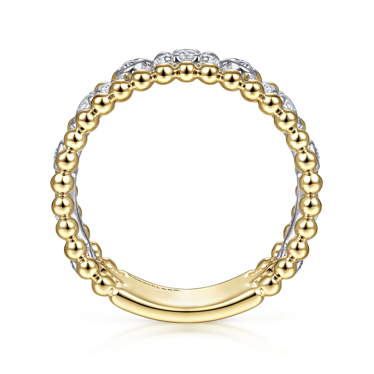 14K White-Yellow Gold Diamond and Bujukan Bead Ring - 0.4 ct - Shot 2