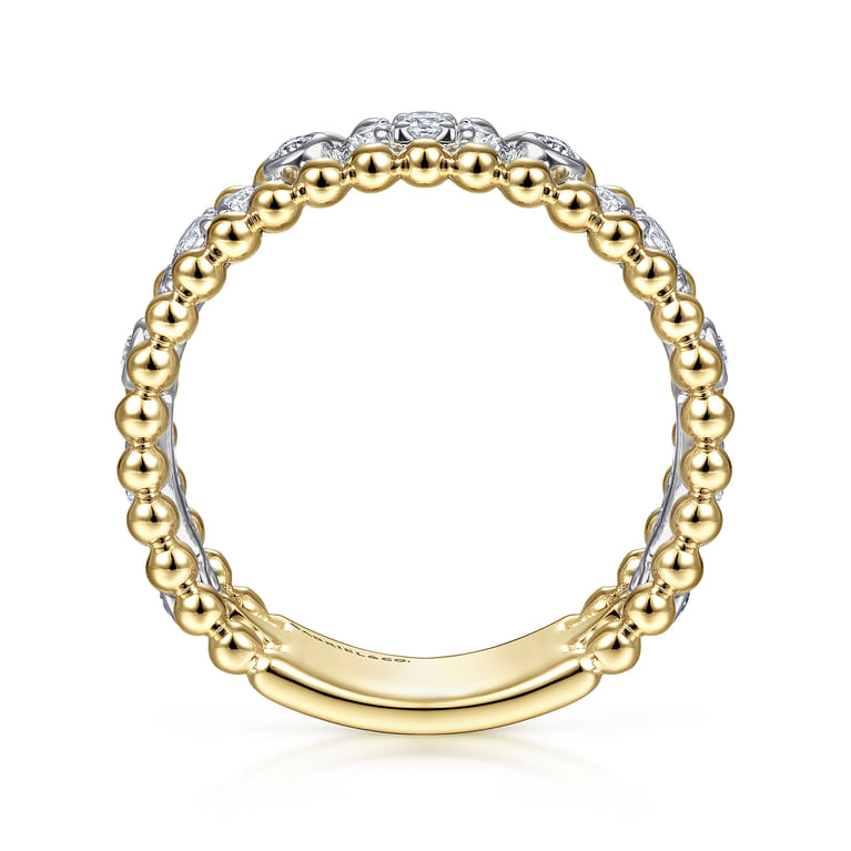 14K White-Yellow Gold Diamond and Bujukan Bead Ring - 0.4 ct - Shot 2