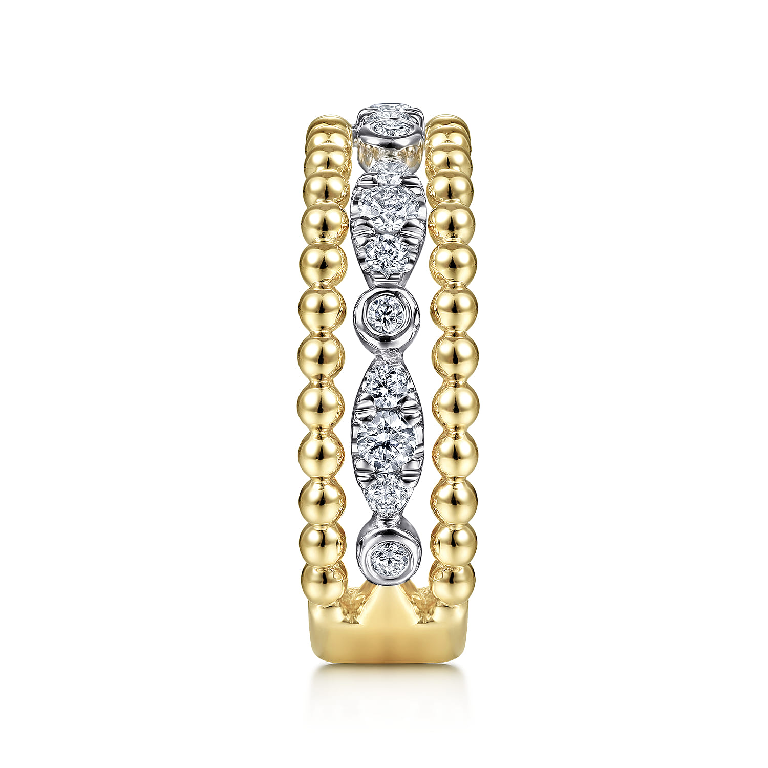 14K White-Yellow Gold Diamond and Bujukan Bead Ring - 0.4 ct - Shot 4