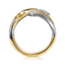 14K White  Yellow Gold Diamond and Diamond Cut Bypass Ring - 0.4 ct