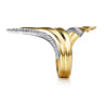 14K White  Yellow Gold Diamond and Diamond Cut Bypass Ring - 0.4 ct