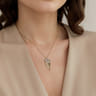 14K White  Yellow Gold Diamond and Diamond Cut Pendant Necklace - 0.15 ct
