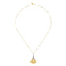 14K White  Yellow Gold Diamond and Diamond Cut Pendant Necklace - 0.25 ct