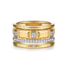 14K White  Yellow Gold Diamond and Half Cube Easy Stackable Ring - 0.18 ct