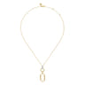 14K White Yellow Gold Diamond and Hollow Link Pendant Necklace - 0.08 ct