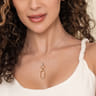 14K White Yellow Gold Diamond and Hollow Link Pendant Necklace - 0.08 ct