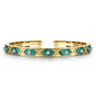 14K White  Yellow Gold Diamond and Malachite Bangle Bracelet - 0.15 ct