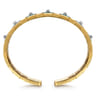 14K White  Yellow Gold Diamond and Malachite Bangle Bracelet - 0.15 ct