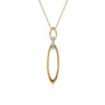 14K White  Yellow Gold Diamond and Oval Link Pendant Necklace - 0.08 ct