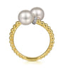 14K White-Yellow Gold Diamond and Pearl Bujukan Bypass Ring - 0.05 ct