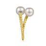 14K White-Yellow Gold Diamond and Pearl Bujukan Bypass Ring - 0.05 ct