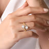 14K White-Yellow Gold Diamond and Pearl Bujukan Bypass Ring - 0.05 ct
