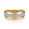 14K White Yellow Gold Double Row Diamond Wide Band Ring - 0.3 ct