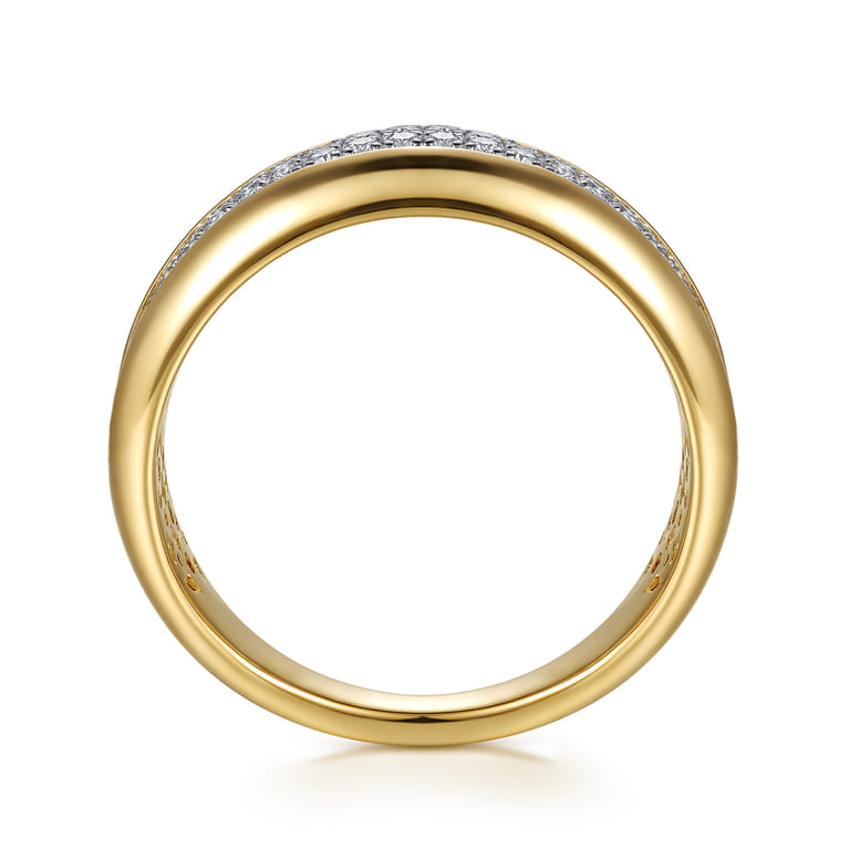 14K White Yellow Gold Double Row Diamond Wide Band Ring - 0.3 ct - Shot 2