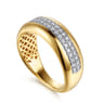 14K White Yellow Gold Double Row Diamond Wide Band Ring - 0.3 ct