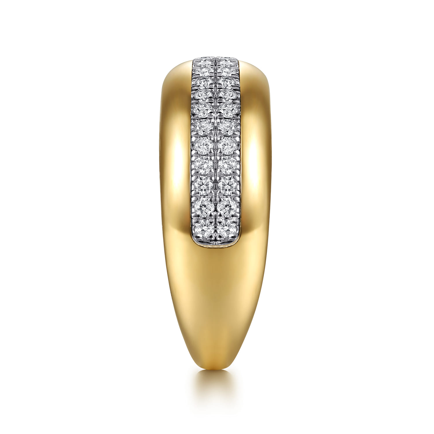 14K White Yellow Gold Double Row Diamond Wide Band Ring - 0.3 ct - Shot 4