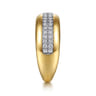 14K White Yellow Gold Double Row Diamond Wide Band Ring - 0.3 ct