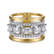 14K White  Yellow Gold Emerald Cut Diamond Easy Stackable Ring
