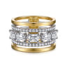 14K White  Yellow Gold Emerald Cut Diamond Easy Stackable Ring - 1.9 ct