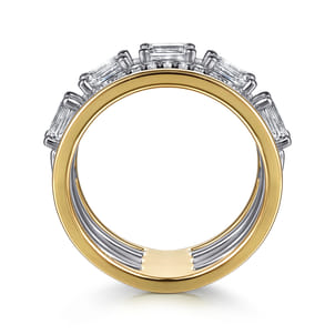 14K White  Yellow Gold Emerald Cut Diamond Easy Stackable Ring