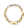 14K White-Yellow Gold Five Row Bujukan Ball and Diamond Station Ring - 0.6 ct