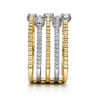 14K White-Yellow Gold Five Row Bujukan Ball and Diamond Station Ring - 0.6 ct