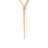 14K White  Yellow Gold Graduating Bujukan Beads and Diamond Y Necklace - 2.35 ct