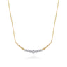 14K White  Yellow Gold Graduating Bujukan and Diamond Bar Necklace - 0.35 ct