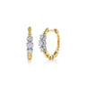 14K White Yellow Gold Graduating Bujukan and Diamond Classic Hoop Earrings - 0.4 ct